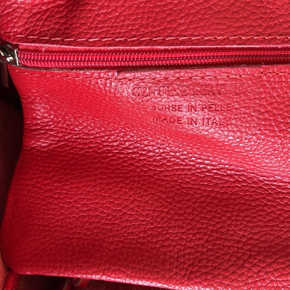 Red Italian Leather Tote - Picture 2 of 3